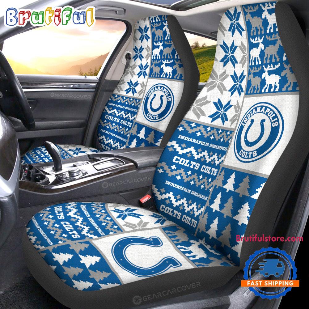 NFL Indianapolis Colts Design Christmas Car Seat Covers, Football Xmas Car Decor