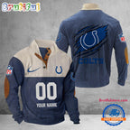 NFL Indianapolis Colts Football Team Custom Name And Number Buttoned Collar Sweatshirt