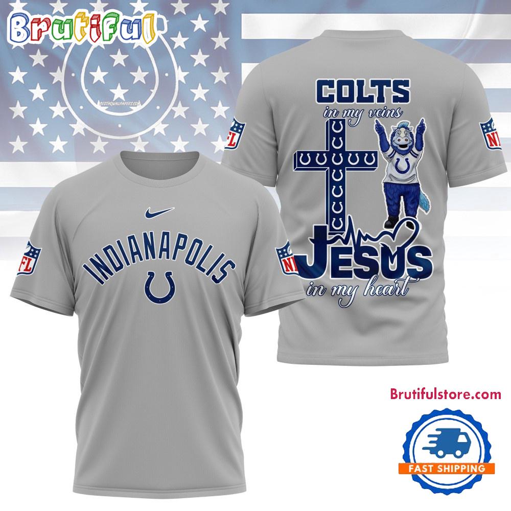 NFL Indianapolis Colts Jesus In My Veins In My Heart All Over Print Shirt