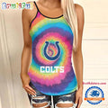 NFL Indianapolis Colts Rainbow Pattern Summer Women’s Criss Cross Tank Top