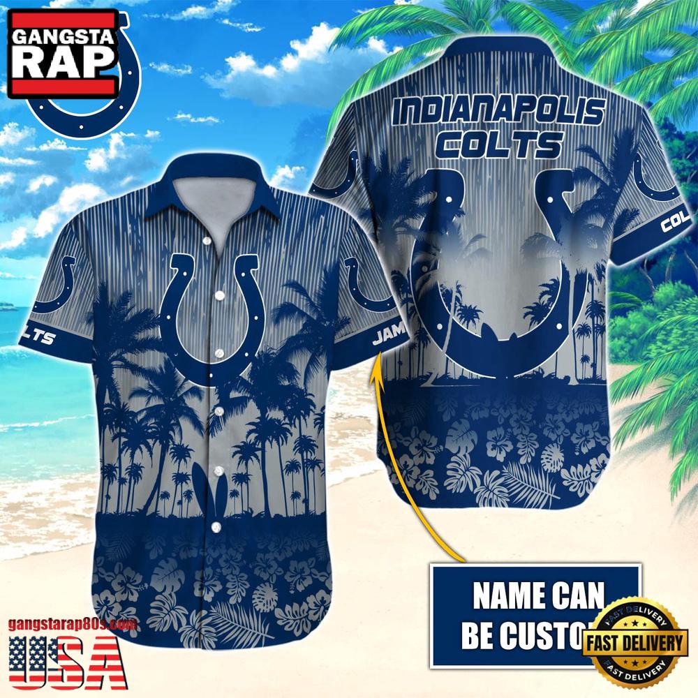 NFL Indianapolis Colts Vintage Style Custom Name Aloha Hawaiian Shirt