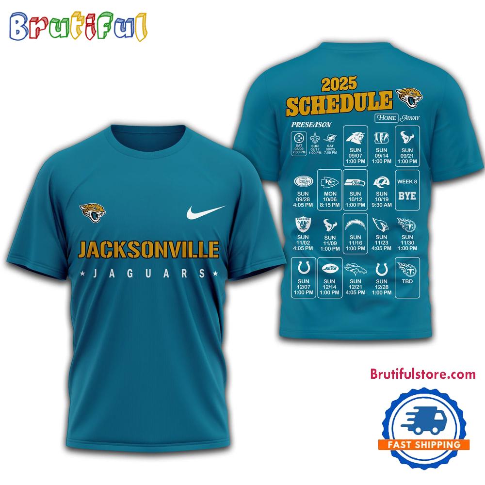 NFL Jacksonville Jaguars 2025 SCHEDULE Unisex 3D Shirt