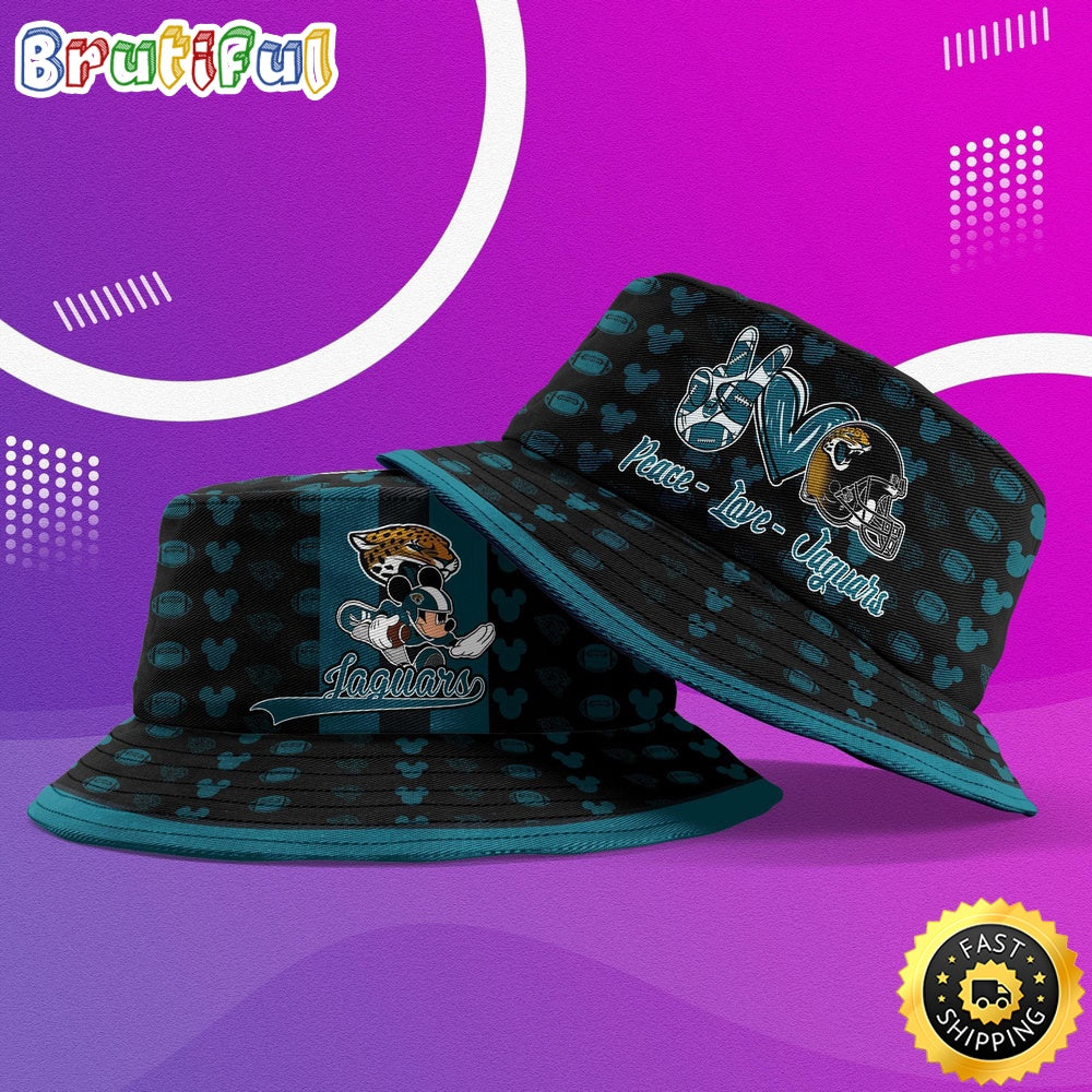 NFL Jacksonville Jaguars Bucket Hat Mickey Mouse NFL Bucket Hat