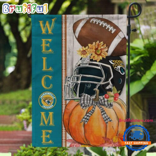 NFL Jacksonville Jaguars Flower Pumpkin Halloween Football Garden Flag
