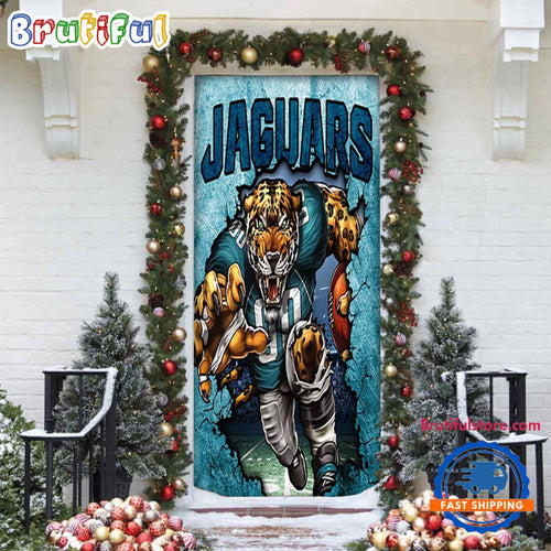 NFL Jacksonville Jaguars Football Team Christmas Door Cover, Football Xmas Door Covers