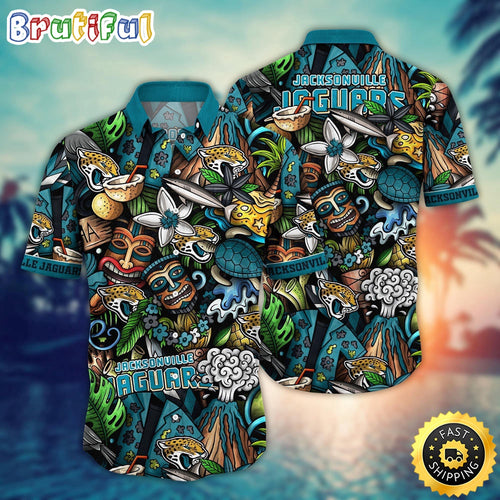 NFL Jacksonville Jaguars Hawaii Shirt Flower Tiki Me Off Aloha Shirt