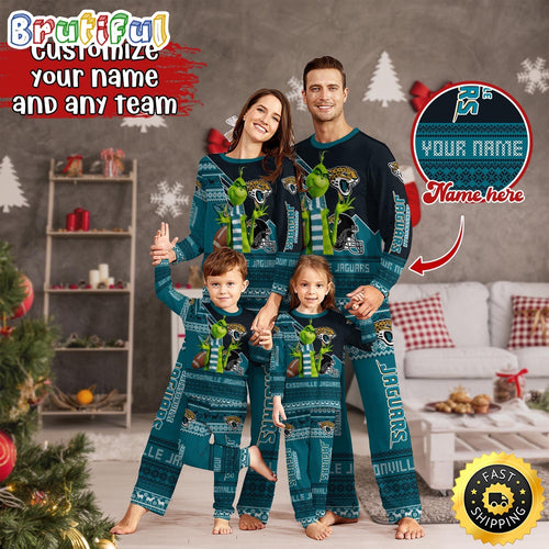 NFL Jacksonville Jaguars Pajamas Christmas Sports For Family Custom Name Pajamas