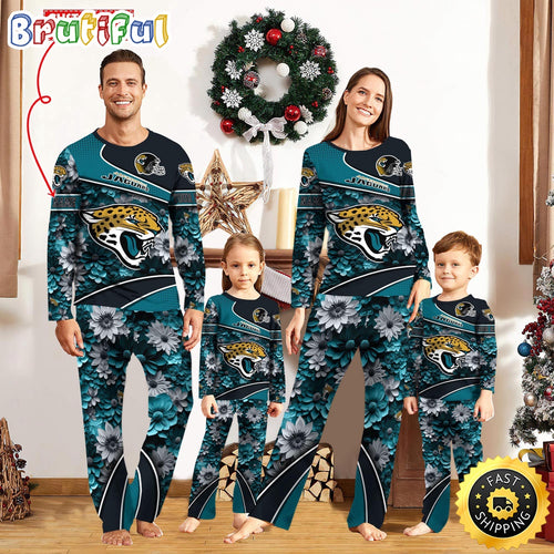 NFL Jacksonville Jaguars Pajamas Flower Sports For Family Custom Name Pajamas