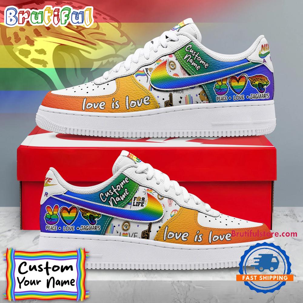 NFL Jacksonville Jaguars Pride Peace Love Jaguars Custom Air Force 1 Shoes Sneaker