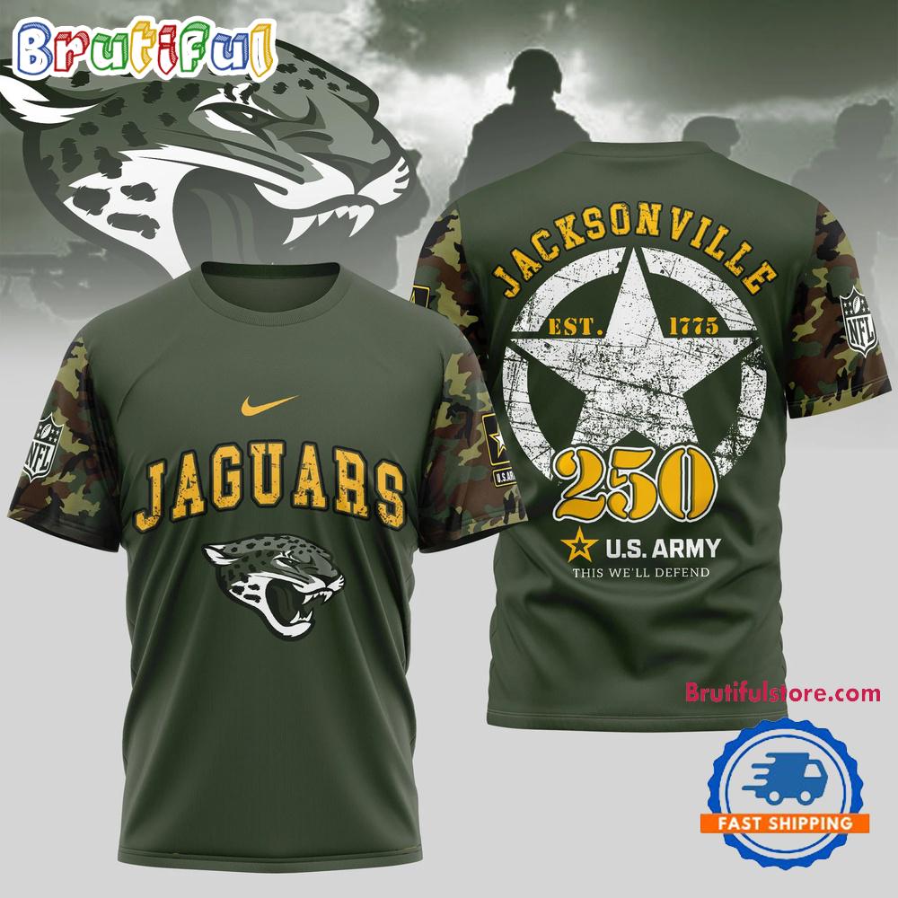 NFL Jacksonville Jaguars US Army 250th Birthday Celebration 3D Shirt