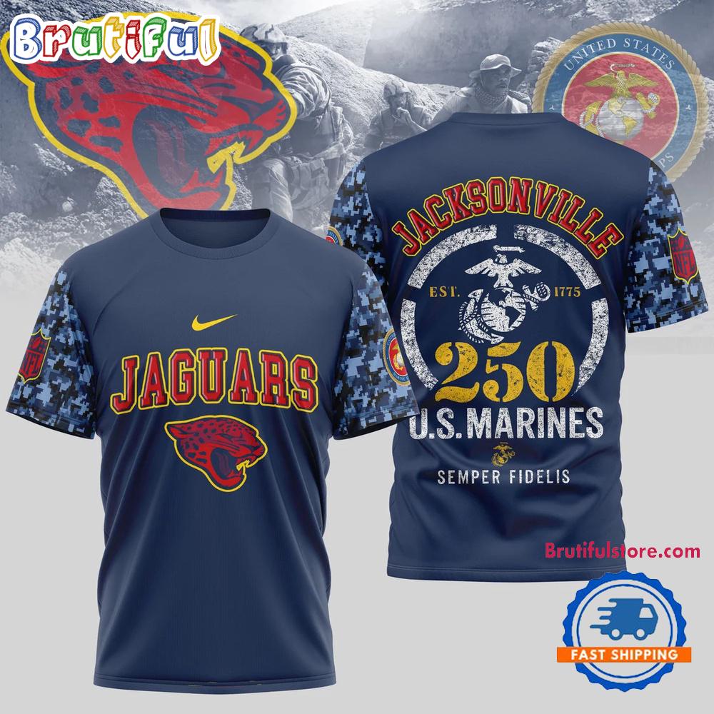 NFL Jacksonville Jaguars US Marines 250 Years Est.1775 Unisex 3D T Shirt