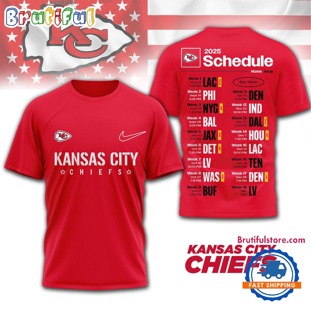 NFL Kansas City Chiefs 2025 SCHEDULE Unisex 3D Shirt