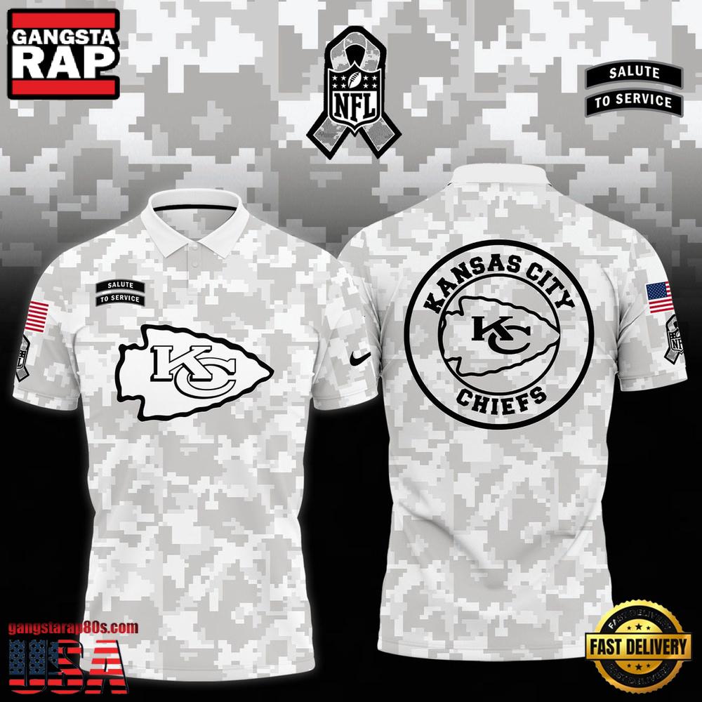 NFL Kansas City Chiefs Camo 2025 Salute to Service Polo Shirt