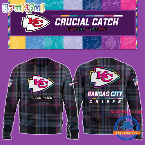 NFL Kansas City Chiefs Football Crucial Catch Intercept Cancer Design New Unisex Sweatshirt, Hoodie, TShirt