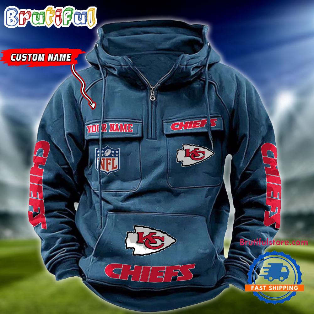 NFL Kansas City Chiefs Football Team Custom Name Cargo Hoodie