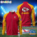 NFL Kansas City Chiefs Football Team Custom Name Standing Neck Zipper Jacket