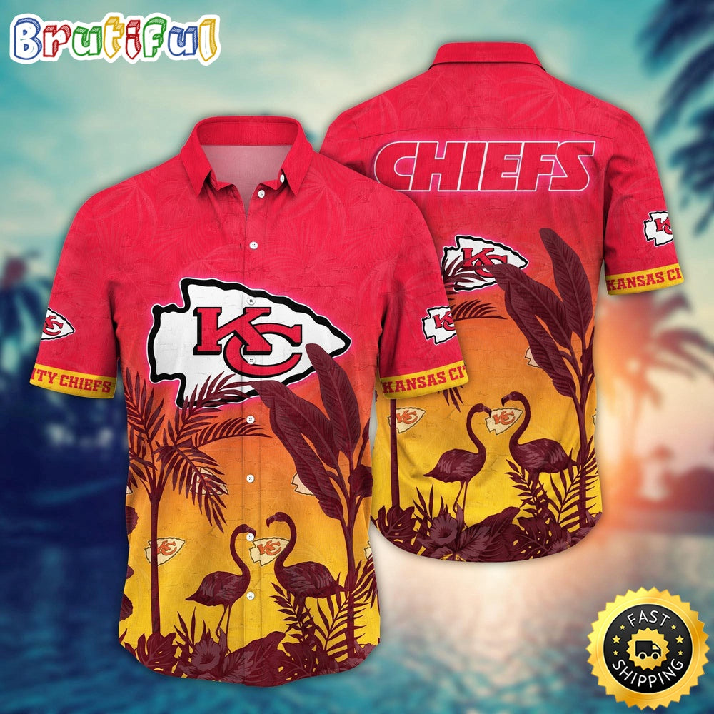 NFL Kansas City Chiefs Hawaii Shirt Flamingo And Flower Funny Aloha Shirt