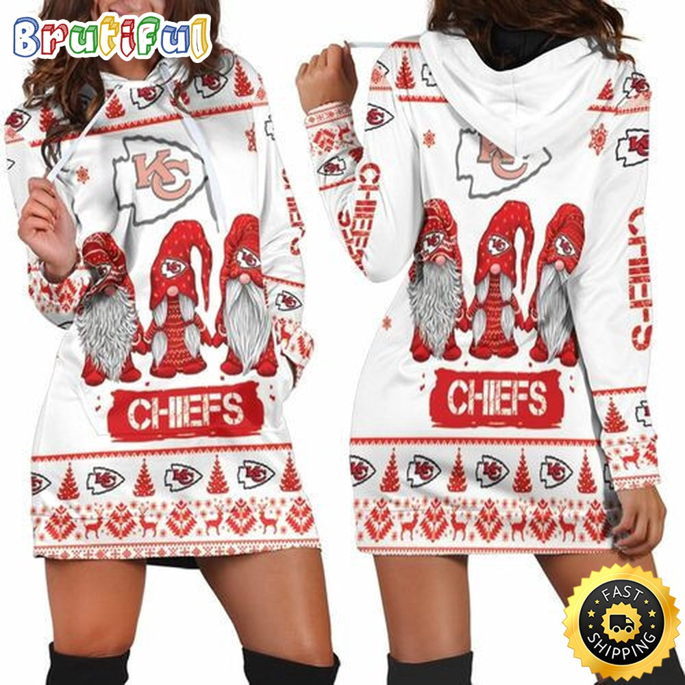 NFL Kansas City Chiefs Hoodie Dress Gnomes All Over Print Hoodie Women