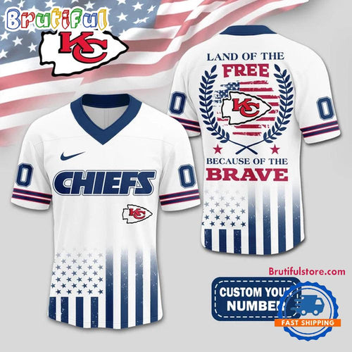 NFL Kansas City Chiefs Land Of The Free Because of The Brave Football Jersey