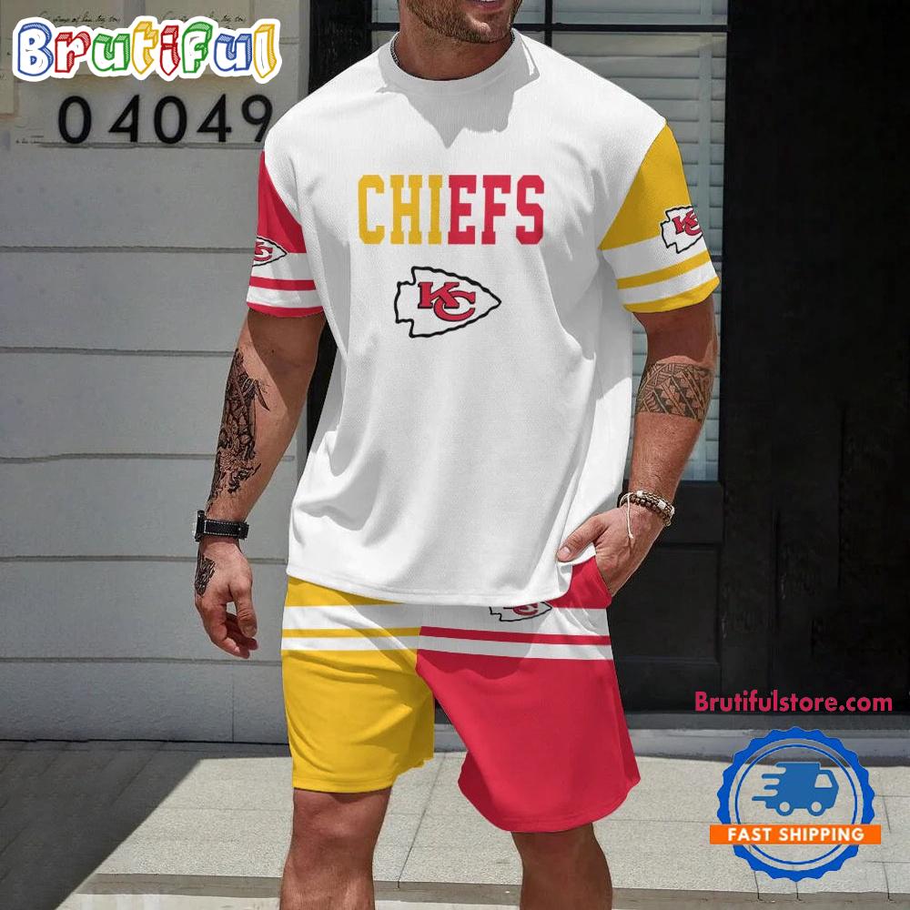 NFL Kansas City Chiefs Logo Team Design T Shirt And Shorts Set