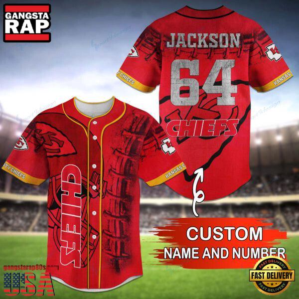 NFL Kansas City Chiefs Custom Name Number Name Number Baseball Jersey Shirt