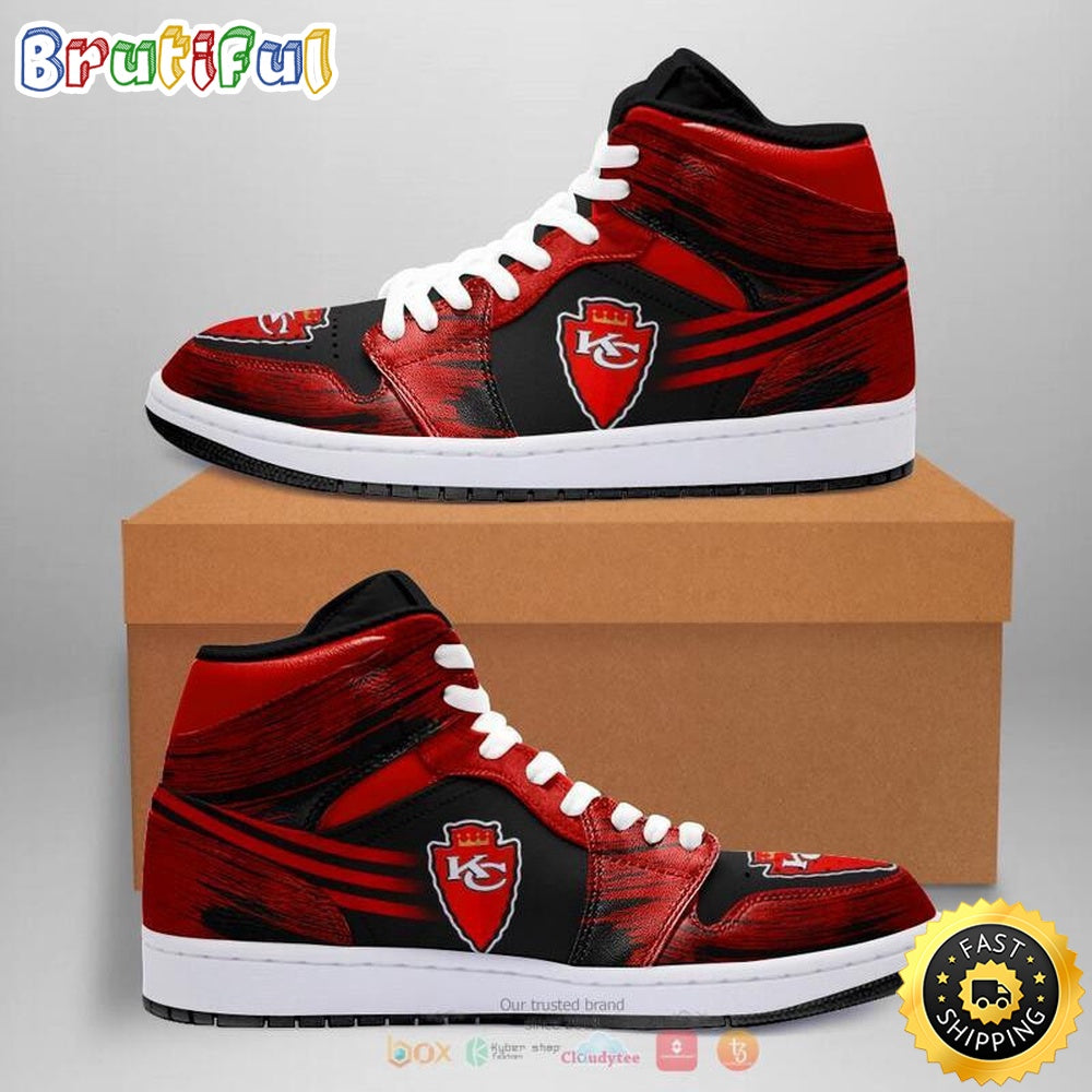 NFL Kansas City Chiefs Red Black Air Jordan 1 High Sneakers For Fans