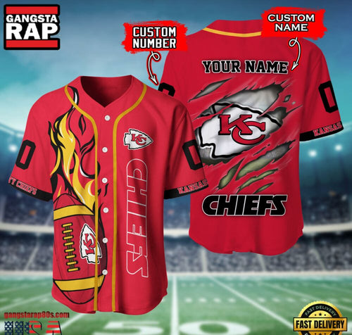 NFL Kansas City Chiefs Team Logo Litmited Edition Baseball Jersey Shirt