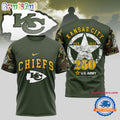 NFL Kansas City Chiefs US Army 250th Birthday Celebration 3D Shirt