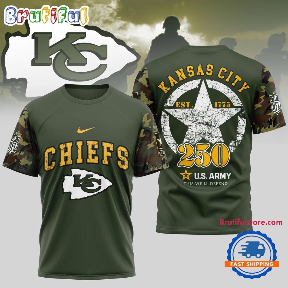NFL Kansas City Chiefs US Army 250th Birthday Celebration 3D Shirt