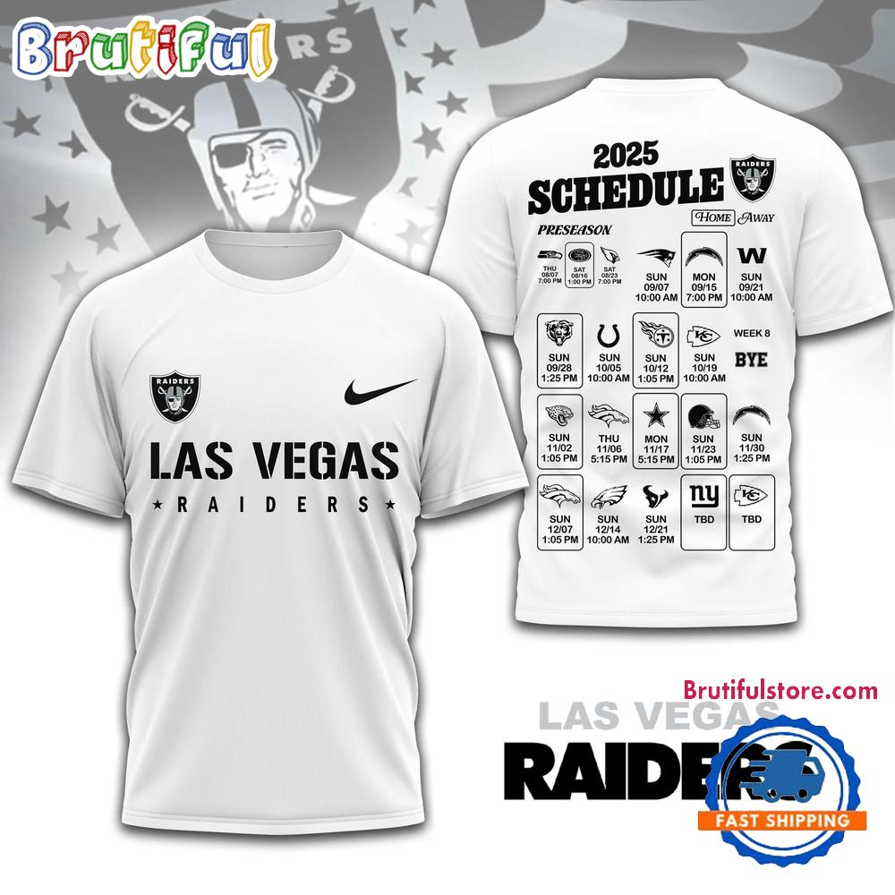 NFL Las Vegas Raiders 2025 SCHEDULE All Over Print Shirt, 2025 Football Schedule Shirts