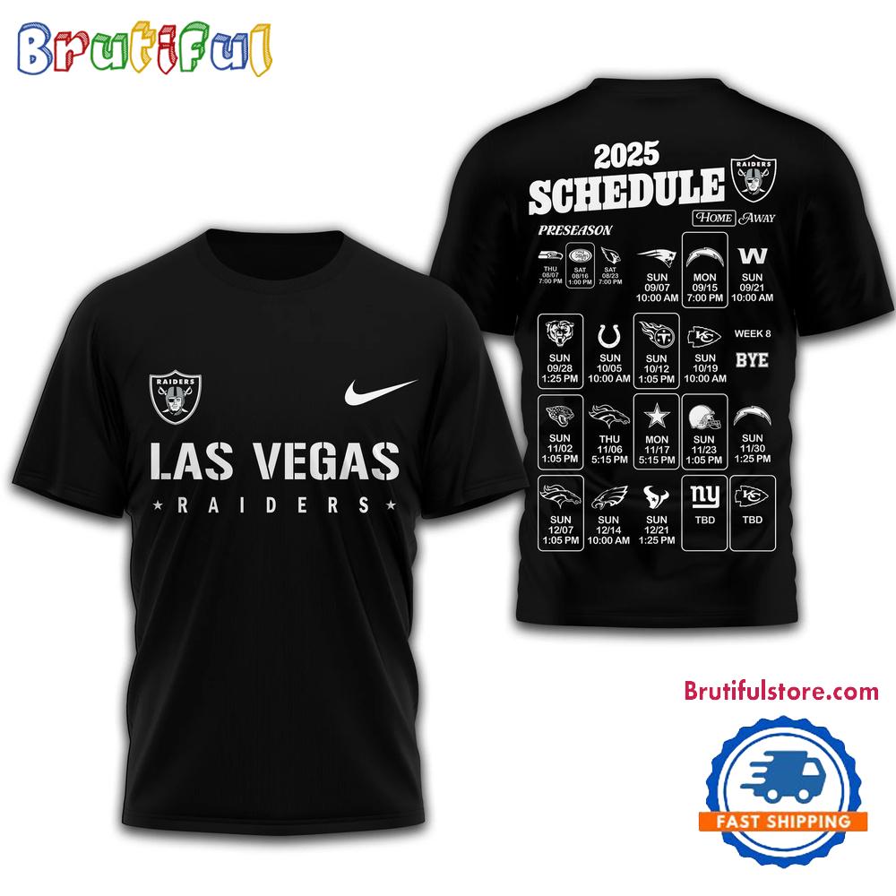 NFL Las Vegas Raiders 2025 SCHEDULE Unisex 3D Shirt