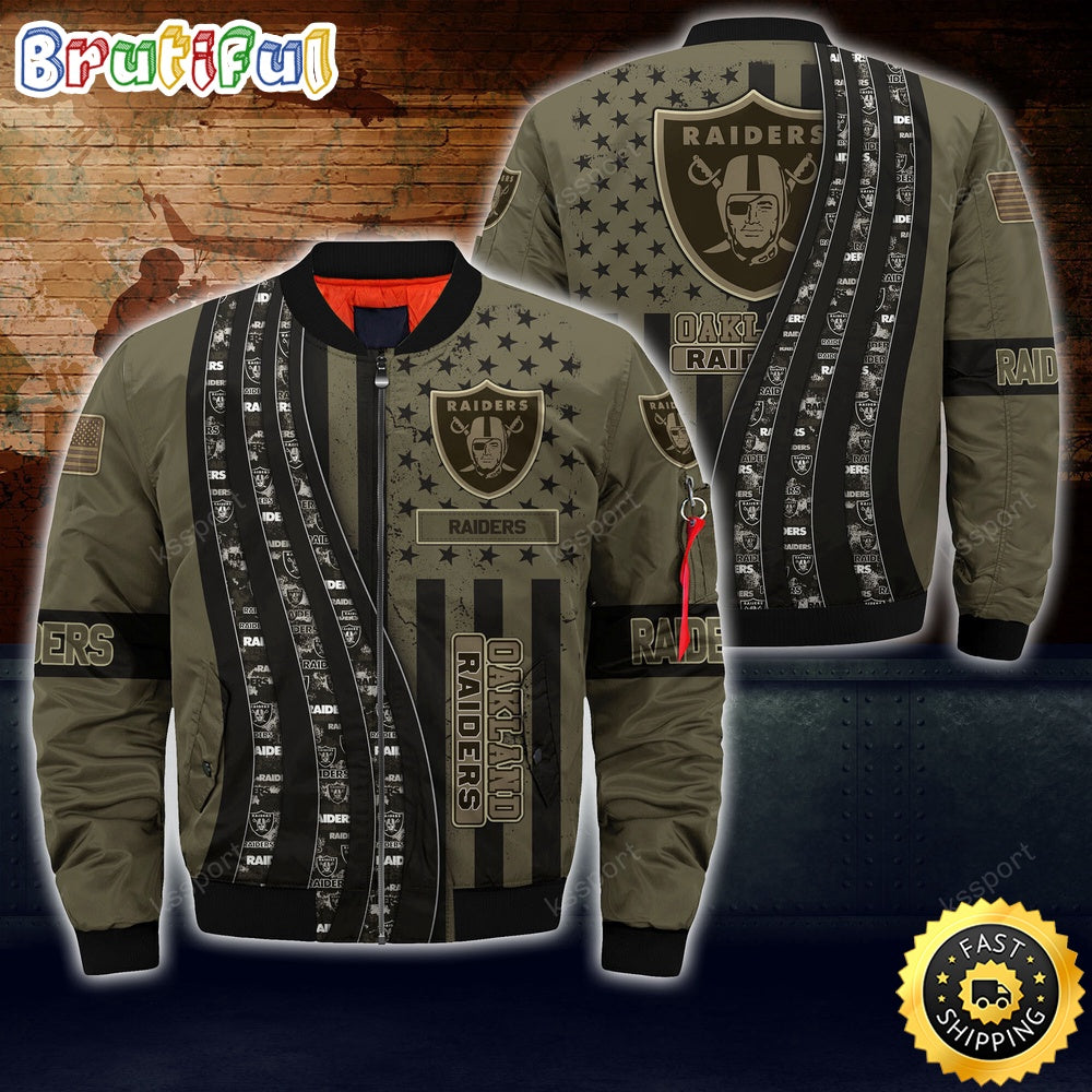NFL Las Vegas Raiders Bomber Jacket Camo For Fans