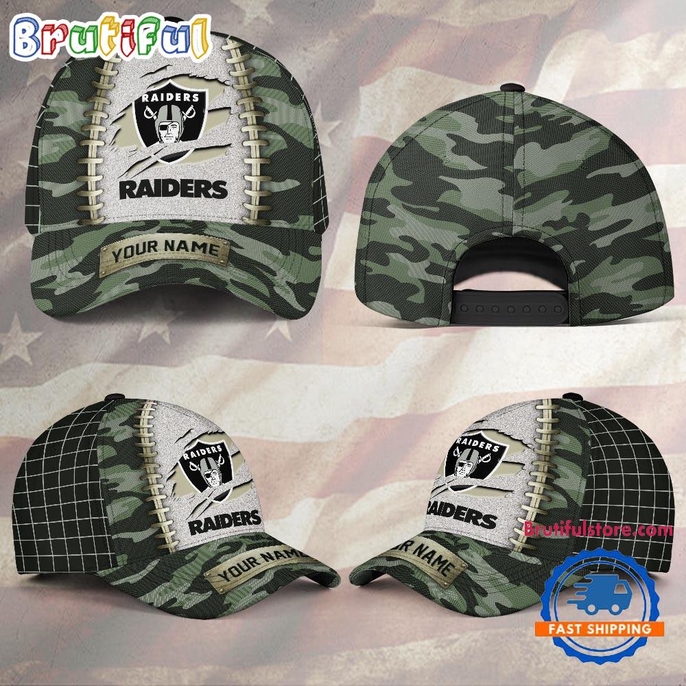 NFL Las Vegas Raiders Camo Hunting Custom Name Classic Cap