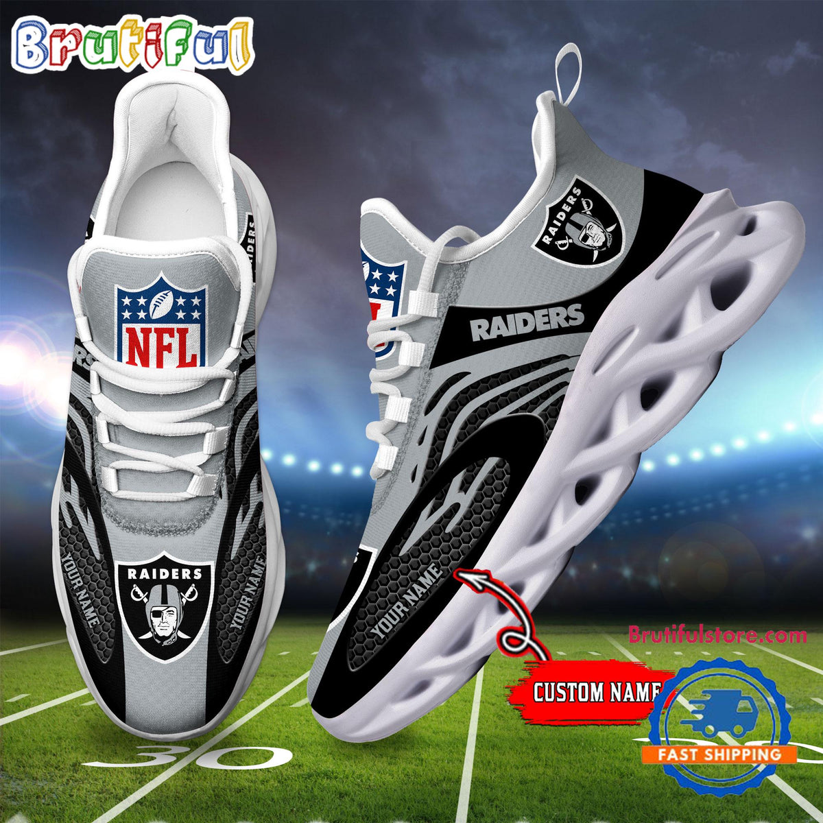 NFL Las Vegas Raiders Football Logo Team New Design Max Soul Shoes Sneaker