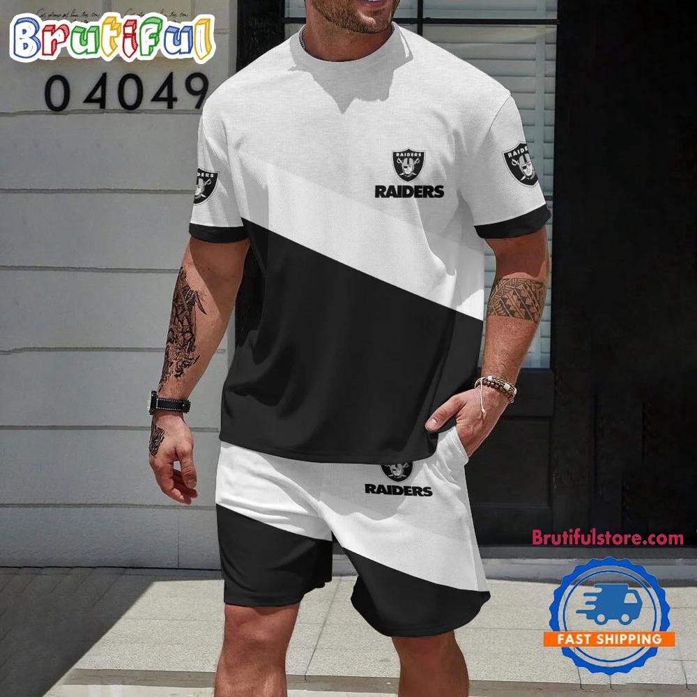 NFL Las Vegas Raiders Football T Shirt And Shorts Set