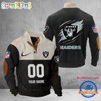 NFL Las Vegas Raiders Football Team Custom Name And Number Buttoned Collar Sweatshirt