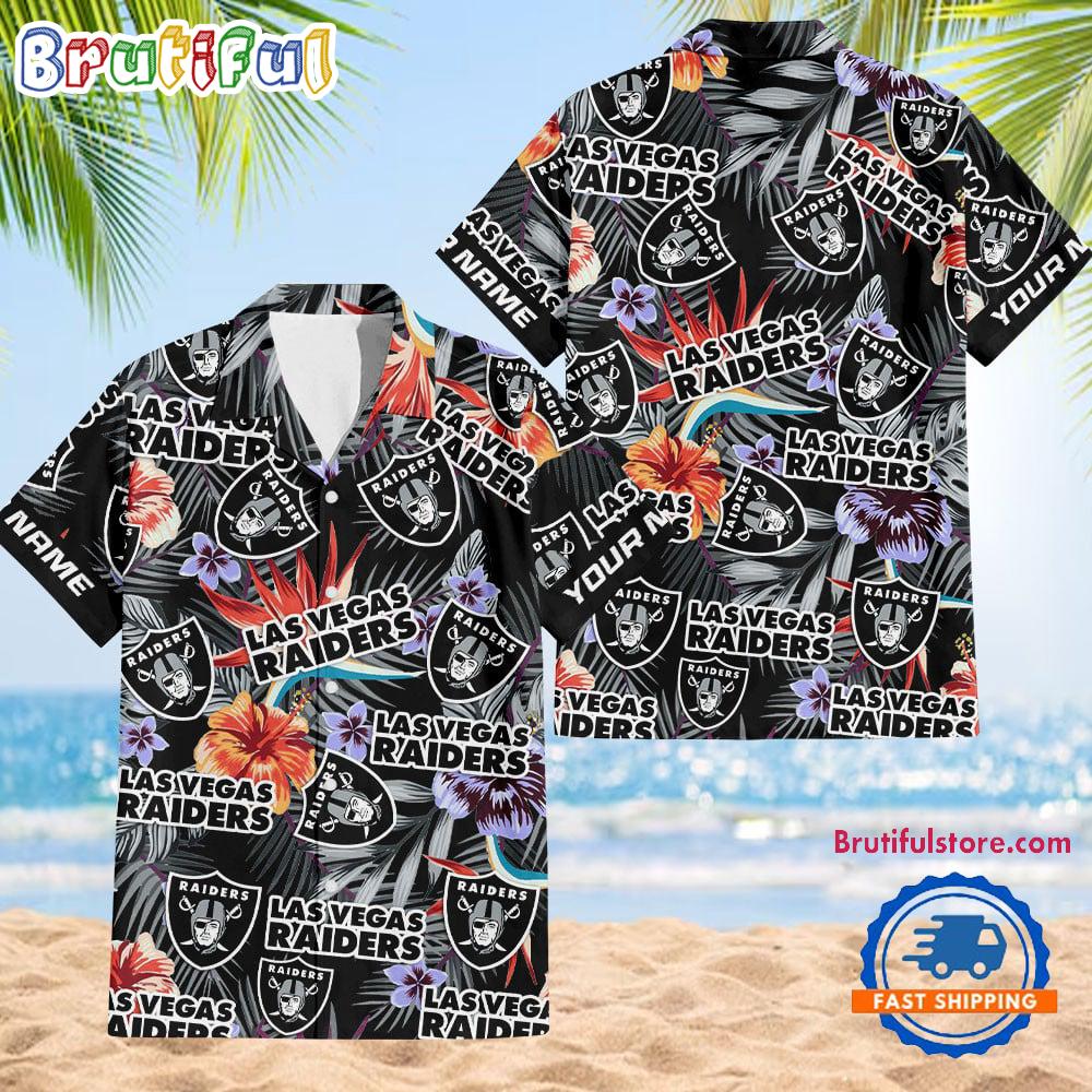 NFL Las Vegas Raiders Football Team Flower Summer Design Hawaiian Button Shirt