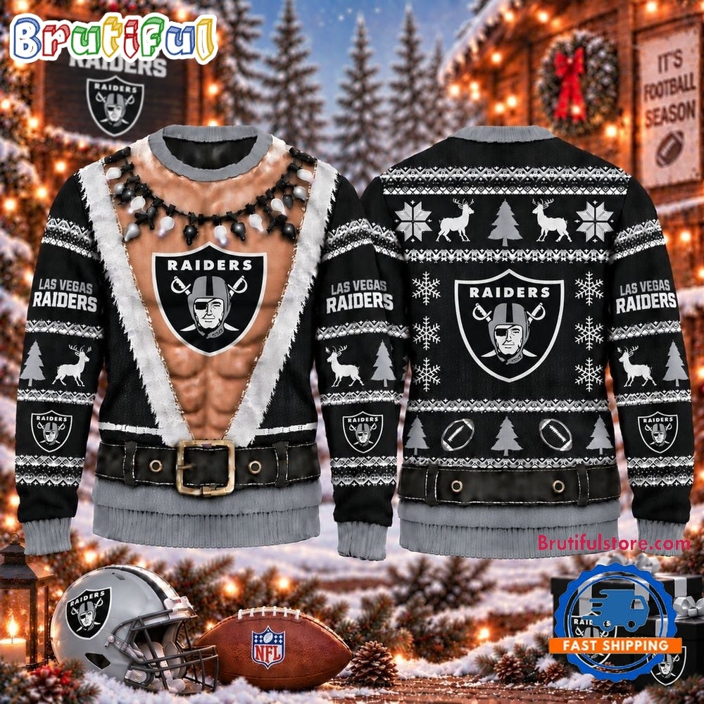 NFL Las Vegas Raiders Funny Body Design Christmas Ugly Sweater