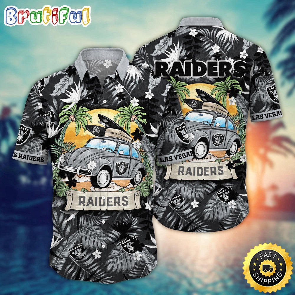 NFL Las Vegas Raiders Hawaii Shirt Car Plam Tree Aloha Shirt