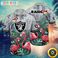 NFL Las Vegas Raiders Hawaii Shirt Flamingo And Flower Aloha Shirt
