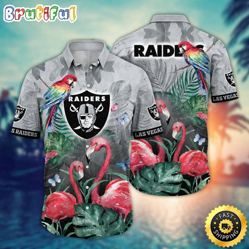 NFL Las Vegas Raiders Hawaii Shirt Flamingo And Flower Aloha Shirt