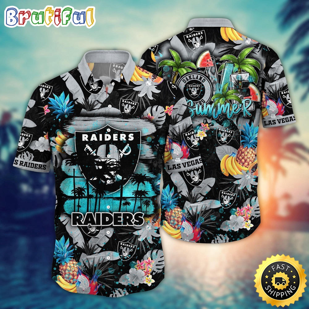 NFL Las Vegas Raiders Hawaii Shirt Flower Relaxed Island Wear