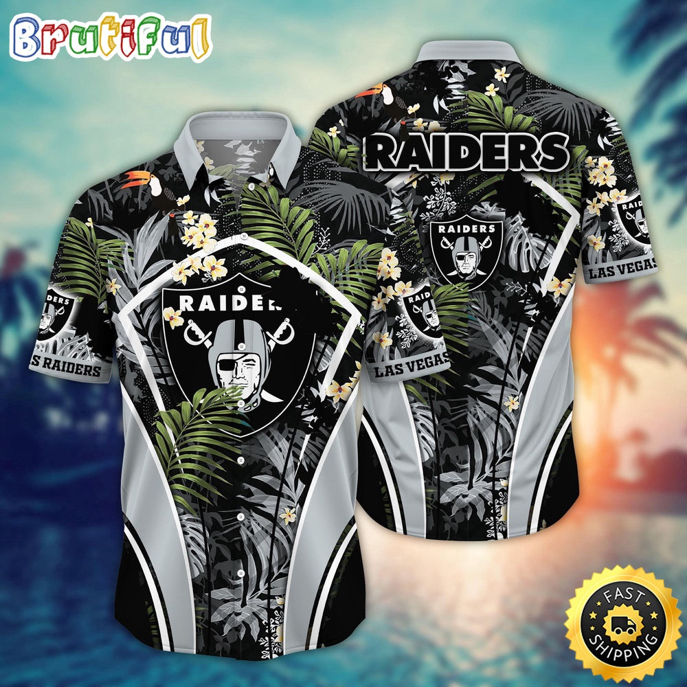 NFL Las Vegas Raiders Hawaii Shirt Flower Vibrant Beachy Shirts