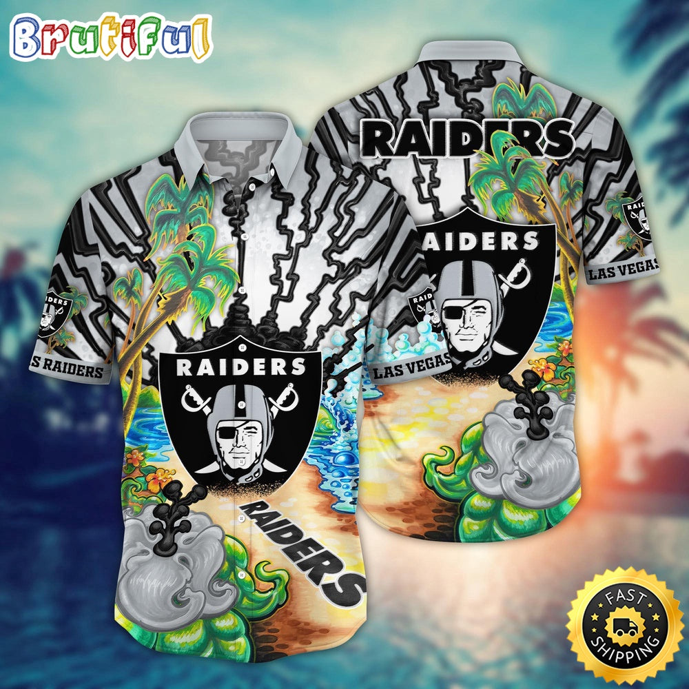NFL Las Vegas Raiders Hawaiian Shirt Flower Hawaii Shirt For Football Fans