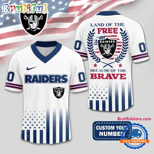 NFL Las Vegas Raiders Land Of The Free Because of The Brave Football Jersey