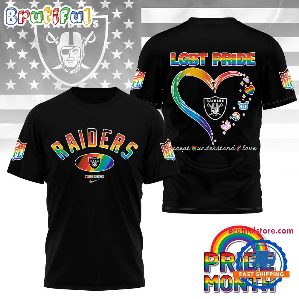 NFL Las Vegas Raiders LGBT Happy Pride Month 2025 3D T Shirt