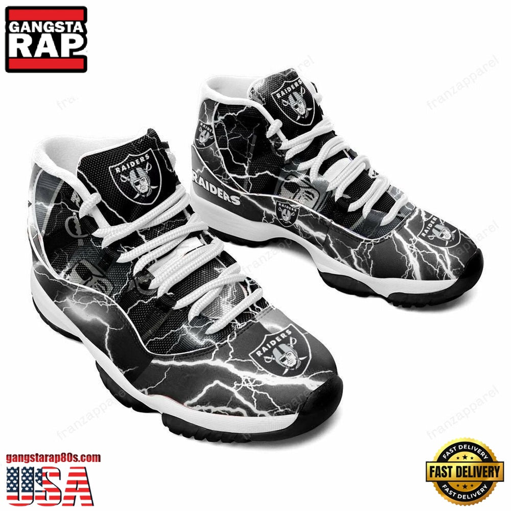 NFL Las Vegas Raiders Thunder Unique Design Air Jordan 11 Shoes