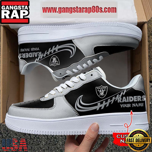 NFL Las Vegas Raiders Unique Design Custom Name Air Force 1 Sneaker Shoes