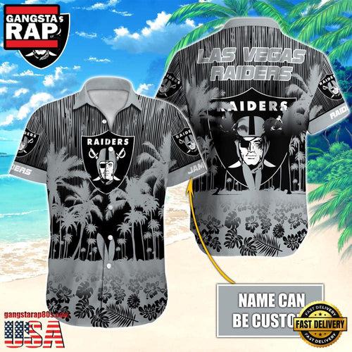 NFL Las Vegas Raiders Vintage Style Custom Name Aloha Hawaiian Shirt