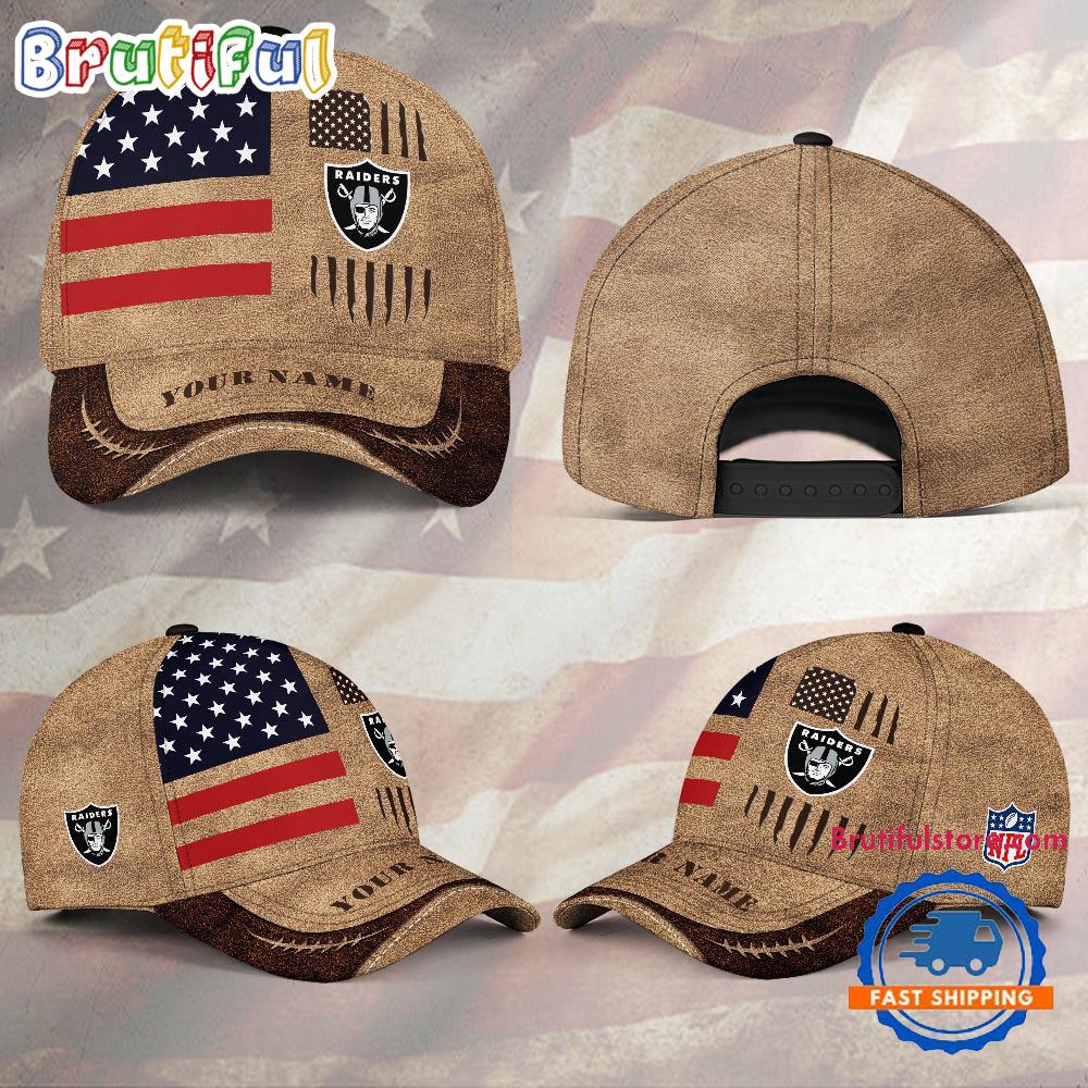 NFL Las Vegas Raiders x American Flag Custom Baseball Cap
